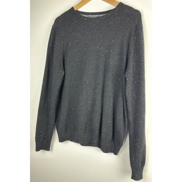 Nordstrom Men's Shop 100% Cashmere LS Crew Neck Sweater Black Speckled Medium - Picture 4 of 12